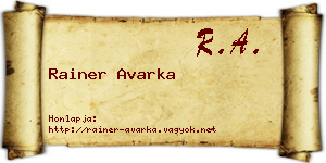 Rainer Avarka névjegykártya